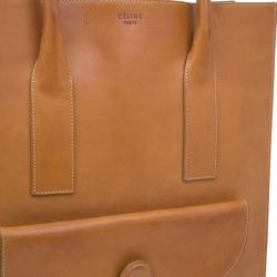Pre Owned Celine Light Brown Leather Front Flap Tote