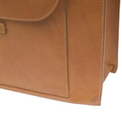 Pre Owned Celine Light Brown Leather Front Flap Tote