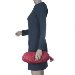 Pre Owned Celine Two Tone Red Pleated Clutch