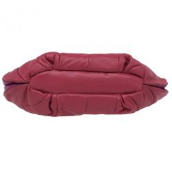 Pre Owned Celine Two Tone Red Pleated Clutch