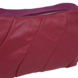 Pre Owned Celine Two Tone Red Pleated Clutch