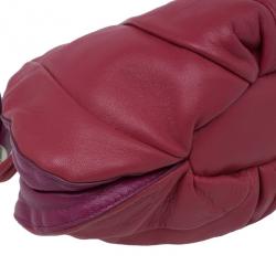 Pre Owned Celine Two Tone Red Pleated Clutch