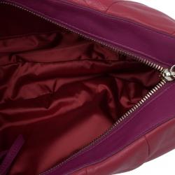 Pre Owned Celine Two Tone Red Pleated Clutch