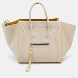 Pre Owned Celine Off White Leather Medium Phantom Luggage Tote