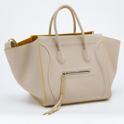 Pre Owned Celine Off White Leather Medium Phantom Luggage Tote