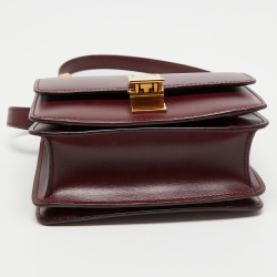 Pre Owned Celine Burgundy Leather Small Classic Box Shoulder Bag
