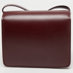 Pre Owned Celine Burgundy Leather Small Classic Box Shoulder Bag