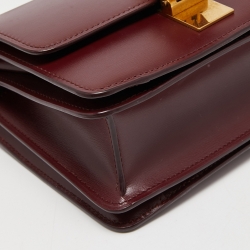 Pre Owned Celine Burgundy Leather Small Classic Box Shoulder Bag