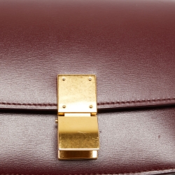 Pre Owned Celine Burgundy Leather Small Classic Box Shoulder Bag