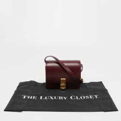 Pre Owned Celine Burgundy Leather Small Classic Box Shoulder Bag