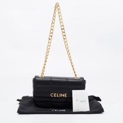 Pre Owned Celine Black Quilted Matelasse Leather Chain Shoulder Bag