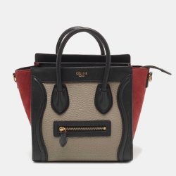 Pre Owned Celine Tri Color Leather and Nubuck Nano Luggage Tote