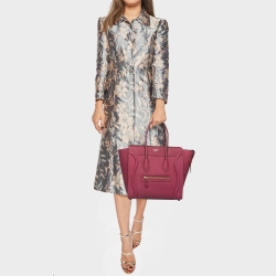 Pre Owned Celine Magenta Leather Micro Luggage Tote