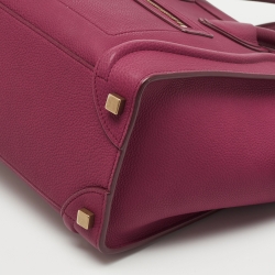 Pre Owned Celine Magenta Leather Micro Luggage Tote