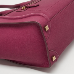 Pre Owned Celine Magenta Leather Micro Luggage Tote