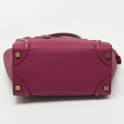 Pre Owned Celine Magenta Leather Micro Luggage Tote