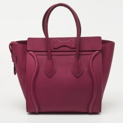 Pre Owned Celine Magenta Leather Micro Luggage Tote