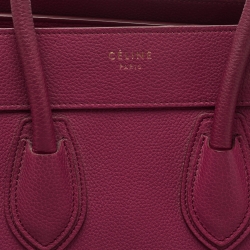 Pre Owned Celine Magenta Leather Micro Luggage Tote