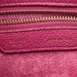 Pre Owned Celine Magenta Leather Micro Luggage Tote