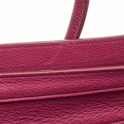 Pre Owned Celine Magenta Leather Micro Luggage Tote