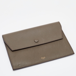 Pre Owned Celine Brown Leather Medium Tie Tote