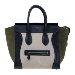 Pre Owned Celine Tricolor Smooth Leather Mini Luggage Tote