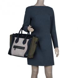 Pre Owned Celine Tricolor Smooth Leather Mini Luggage Tote