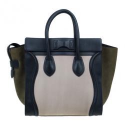 Pre Owned Celine Tricolor Smooth Leather Mini Luggage Tote