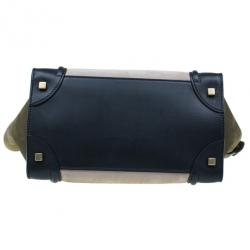 Pre Owned Celine Tricolor Smooth Leather Mini Luggage Tote