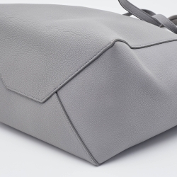 Pre Owned Celine Grey Soft Grained Leather Small Cabas Phantom Tote