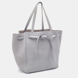 Pre Owned Celine Grey Soft Grained Leather Small Cabas Phantom Tote