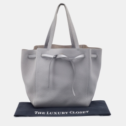 Pre Owned Celine Grey Soft Grained Leather Small Cabas Phantom Tote