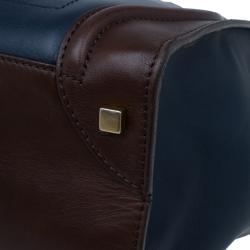 Pre Owned Celine Bi-Color Calfskin Leather Mini Luggage Tote Bag