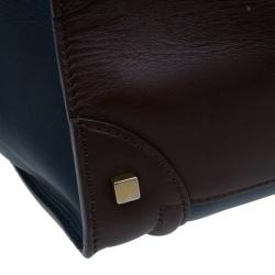 Pre Owned Celine Bi-Color Calfskin Leather Mini Luggage Tote Bag