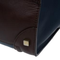 Pre Owned Celine Bi-Color Calfskin Leather Mini Luggage Tote Bag