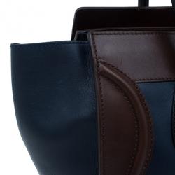 Pre Owned Celine Bi-Color Calfskin Leather Mini Luggage Tote Bag