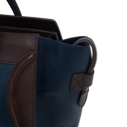 Pre Owned Celine Bi-Color Calfskin Leather Mini Luggage Tote Bag