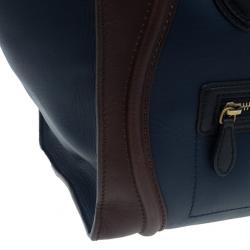 Pre Owned Celine Bi-Color Calfskin Leather Mini Luggage Tote Bag