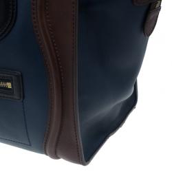 Pre Owned Celine Bi-Color Calfskin Leather Mini Luggage Tote Bag