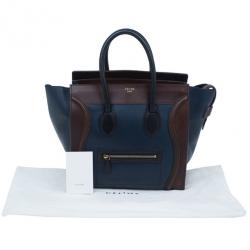 Pre Owned Celine Bi-Color Calfskin Leather Mini Luggage Tote Bag