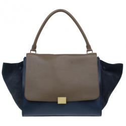 Pre Owned Celine Blue Calfskin Large Trapeze Bag