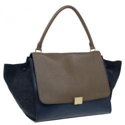 Pre Owned Celine Blue Calfskin Large Trapeze Bag