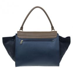 Pre Owned Celine Blue Calfskin Large Trapeze Bag