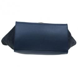 Pre Owned Celine Blue Calfskin Large Trapeze Bag