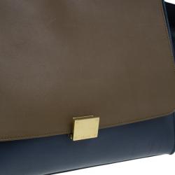 Pre Owned Celine Blue Calfskin Large Trapeze Bag