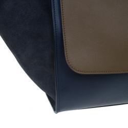 Pre Owned Celine Blue Calfskin Large Trapeze Bag