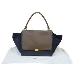 Pre Owned Celine Blue Calfskin Large Trapeze Bag