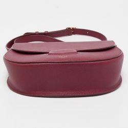 Pre Owned Celine Burgundy Leather Small Trotteur Crossbody Bag