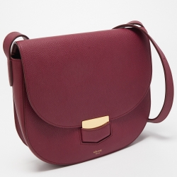 Pre Owned Celine Burgundy Leather Small Trotteur Crossbody Bag