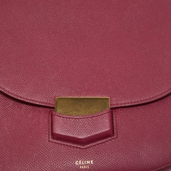 Pre Owned Celine Burgundy Leather Small Trotteur Crossbody Bag
